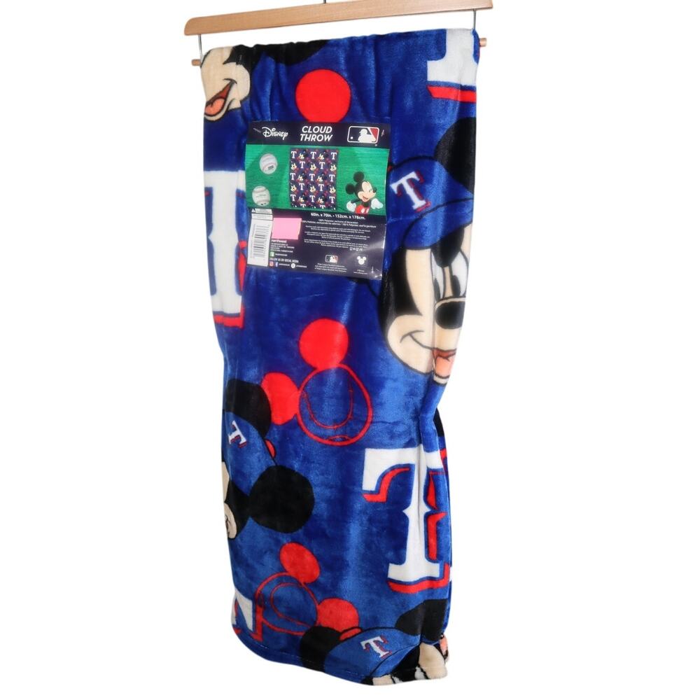 Texas Rangers Mickey Mouse MLB Cloud Throw Blanket 60x70 Plush